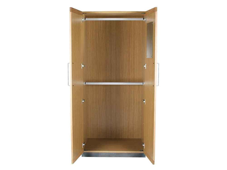 木製の2ドアワードローブ、取っ手付き