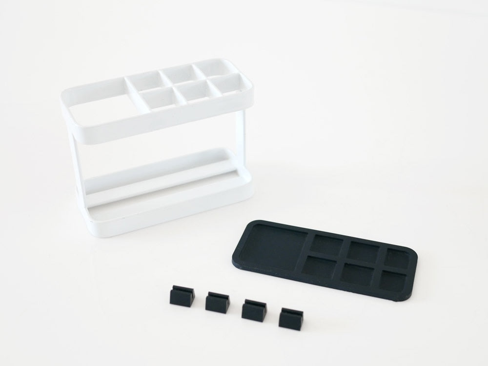 タワー型スチール製トゥースブラシスタンド、シリコントレイ付き