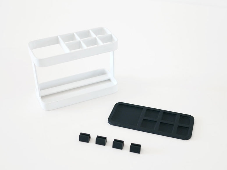 タワー型スチール製トゥースブラシスタンド、シリコントレイ付き