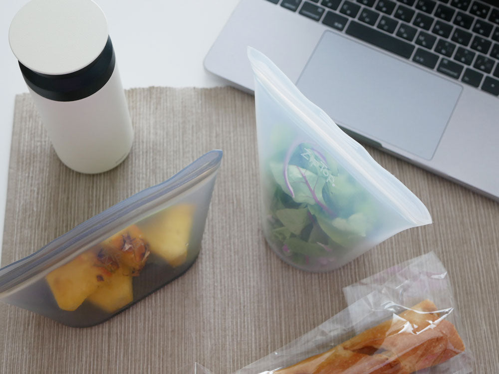 アメリカ製プラチナシリコーンのZip Topジップトップディッシュ、蓋付きの多サイズ食品保存用プラスチック容器