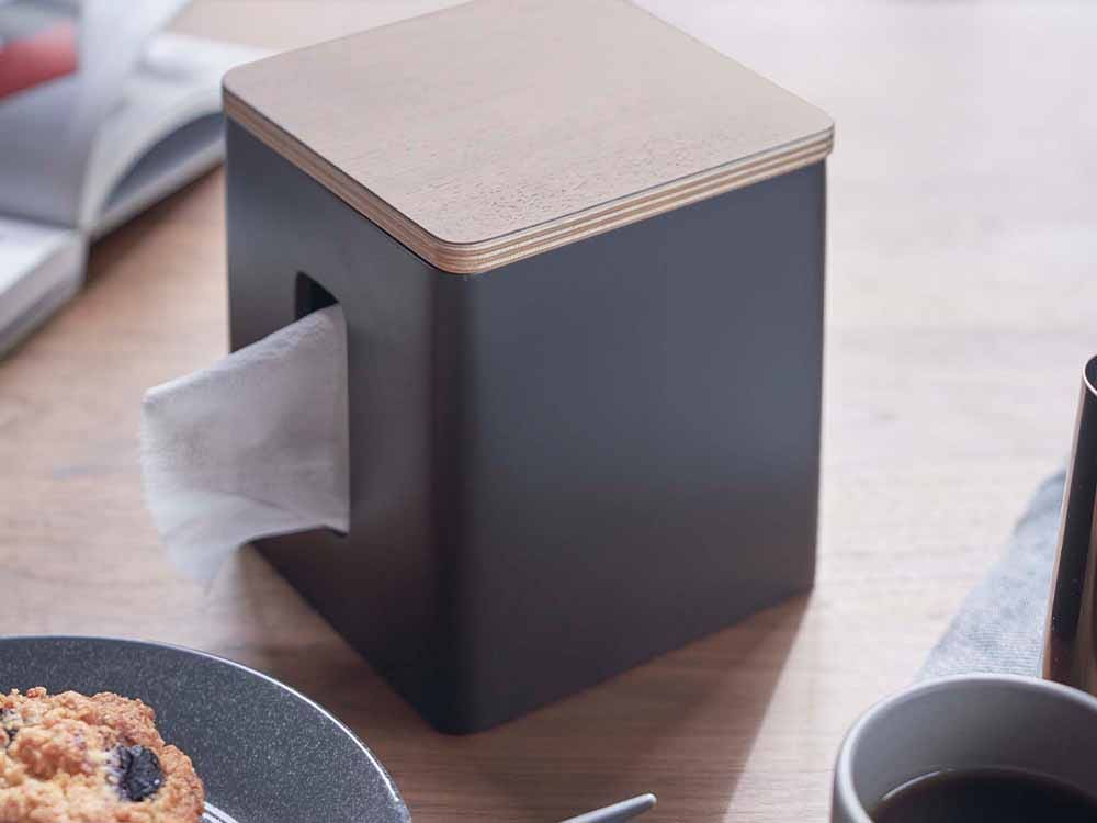 YAMAZAKI/RINのポリストーン製ティッシュ＆トイレットペーパーケース