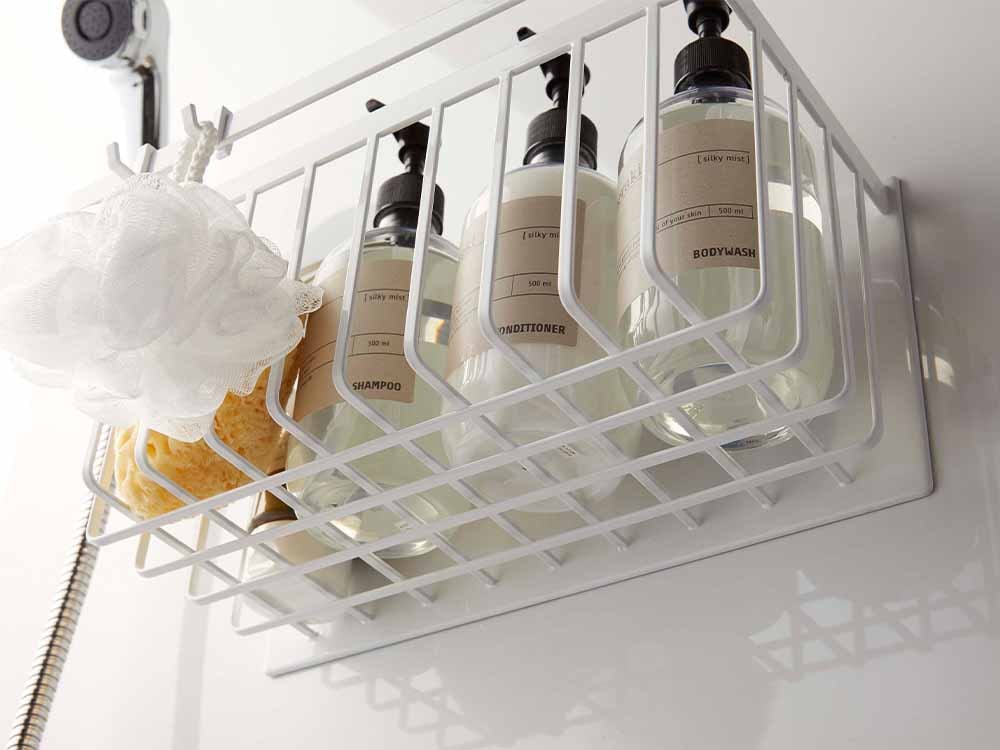 スチール製マグネットバスルームバスケットの設置画像