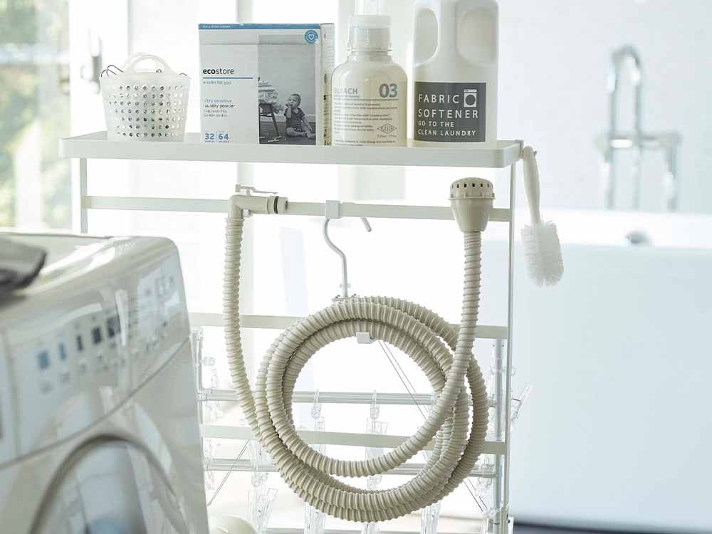 Yamazakiタワーのキャスター付き洗濯用品収納ワゴン