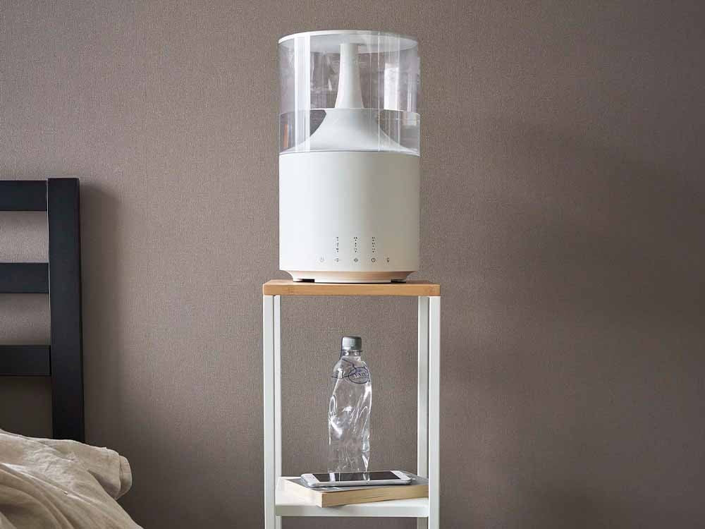 スチールと竹のタワー加湿器スタンド