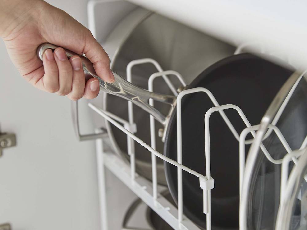 シンク下用高さ調整可能な2段鍋蓋＆フライパン収納ラック