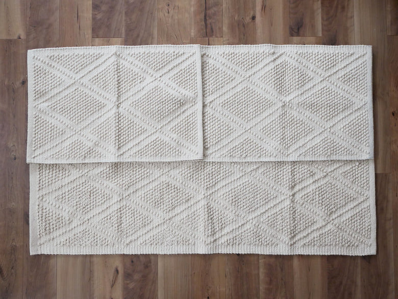 ダイヤチェック柄の綿100％製ホーンプリーズメイドフロアマット