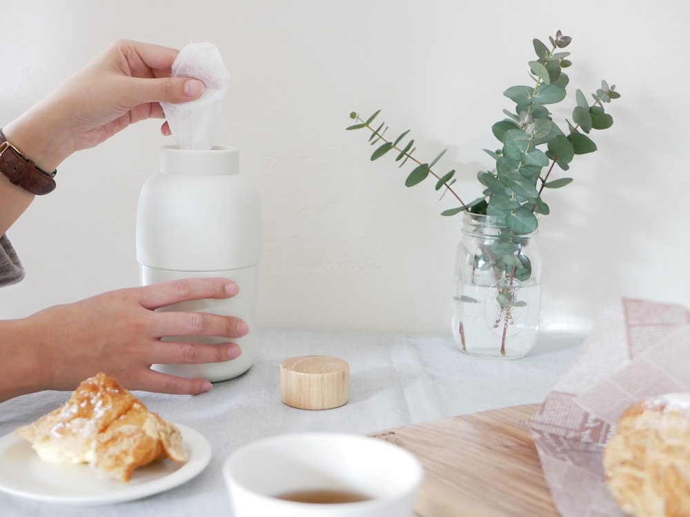 ideacoラバーウッド製ロールウェットティッシュケース