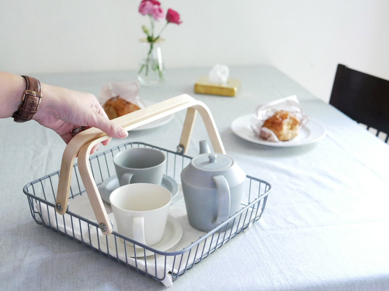 マッシュ製リヴキャリーバスケットワゴンMの三段スチールカゴ