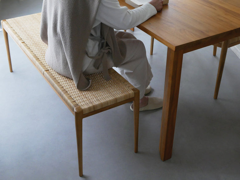 IDENTITYチークとラタンのスツール＆ベンチセット