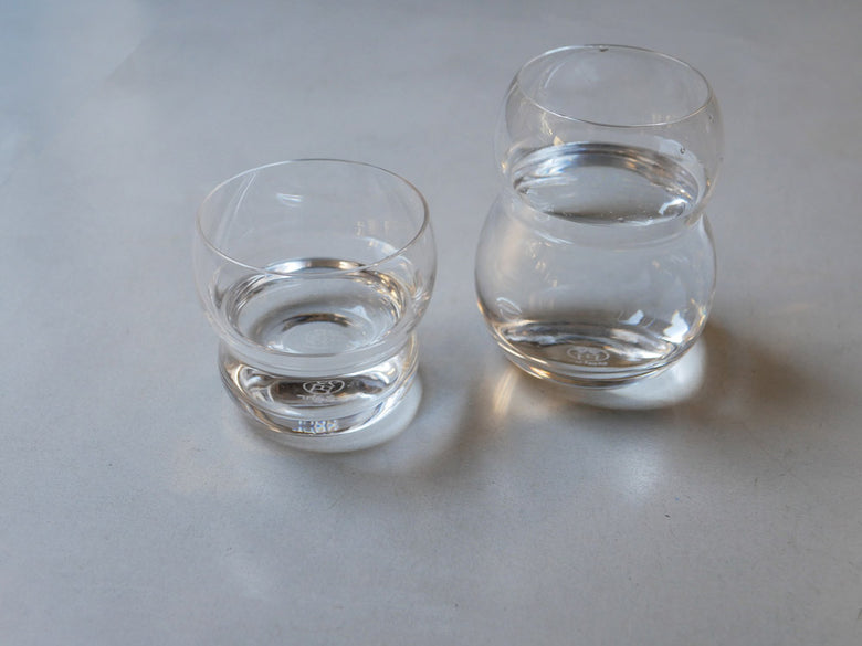 Sghrスガハラの双円ビアカップ。シンプルでエレガントなデザインの400ml容量ガラス製ビールグラス。