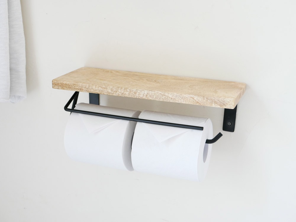ポッシュリビングのウッド＆アイアン製トイレットペーパーホルダー