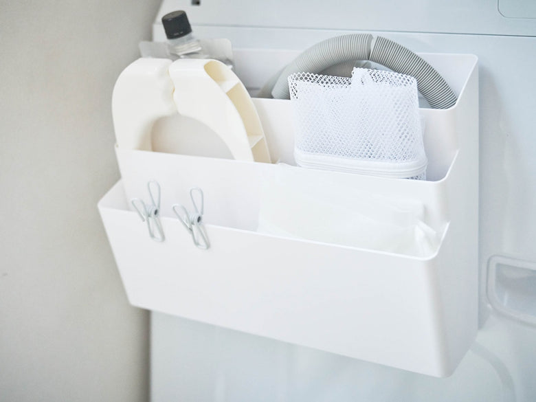 Yamazaki製 3段洗濯機横マグネット収納ポケット