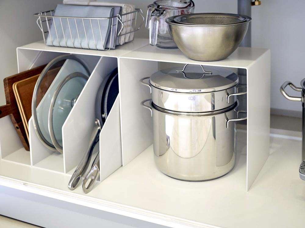 YAMAZAKI tower スチール製収納ボックス上ラック2個組