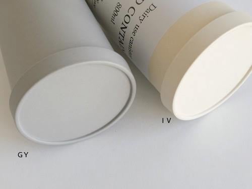 ホーンプリーズ製ECOキャニスター、アイボリー色の1200mlボトルにラベルと蓋が付いたスキンケア用容器