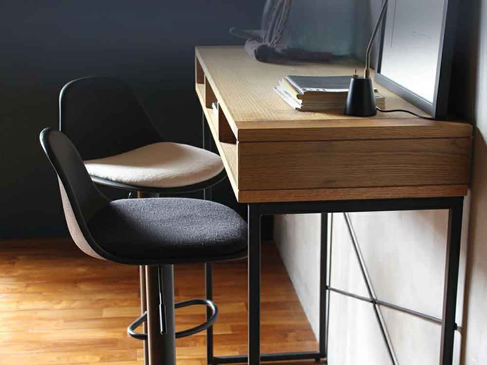 アデペシュの黒×アイボリー木製カウンターチェア