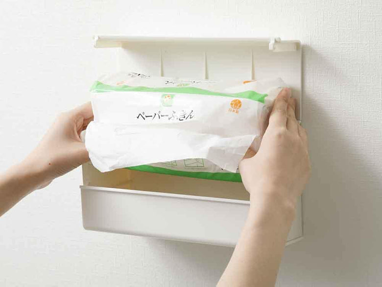 ideacoのWALL PT2アッシュ色ペーパータオルケース