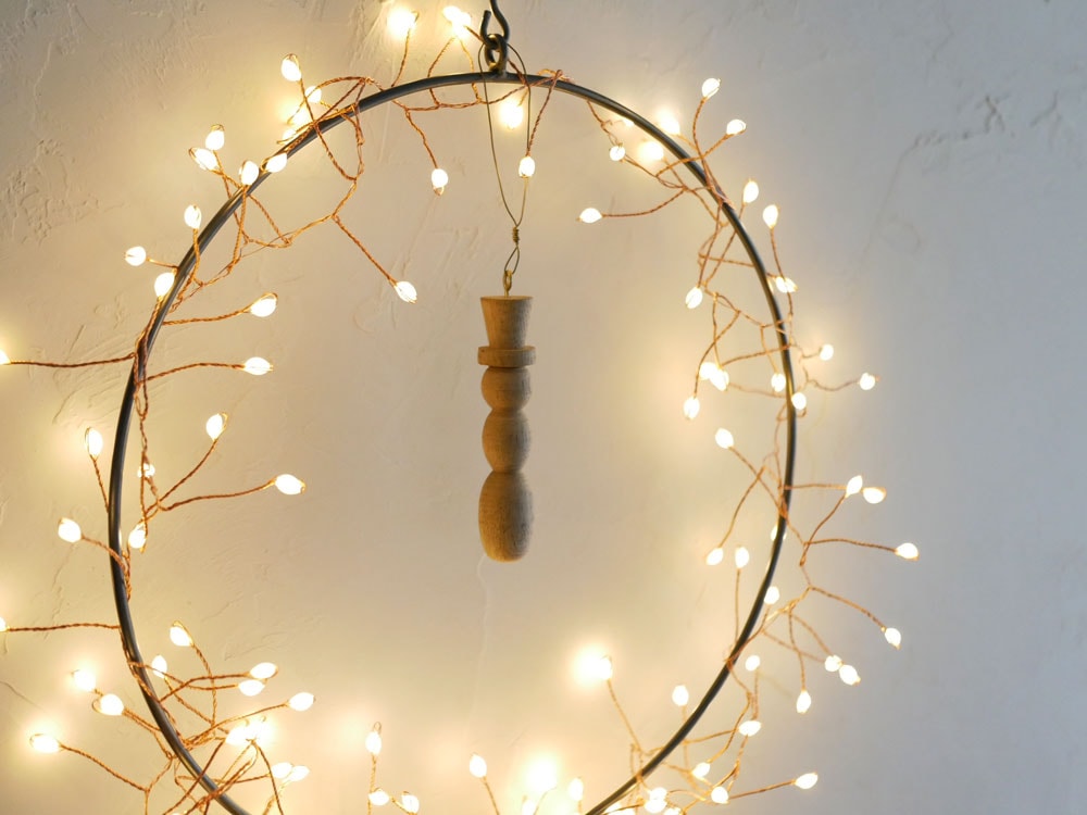 クリスマス装飾用ライト付き木製オーナメント