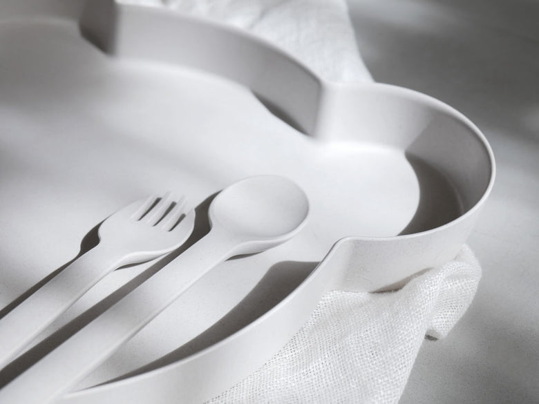 タック ビオキッズカトラリーセット、ハート柄のスプーンとフォーク