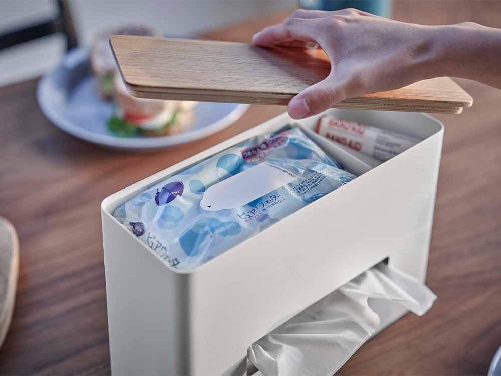 山崎RINのスチール製ティッシュ＆ウェットシートケース