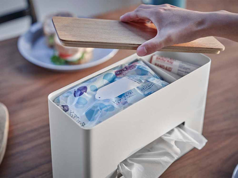 山崎RINのスチール製ティッシュ＆ウェットシートケース