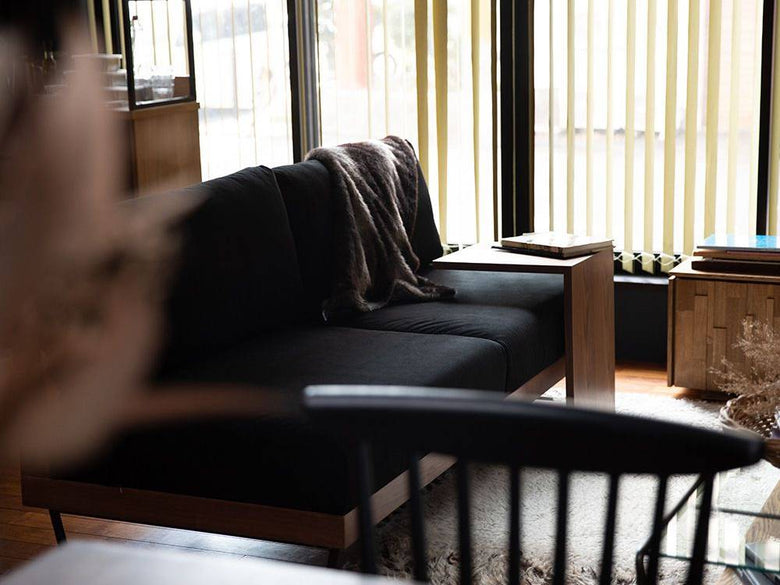 リビングルームに配置されたブラウンのウェルメソファ