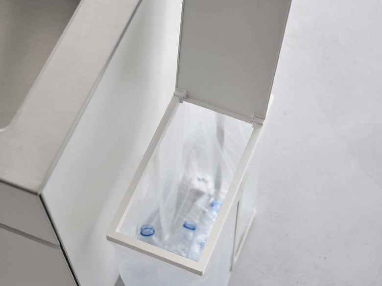 タワー製銀色スリム蓋付きゴミ袋ホルダー