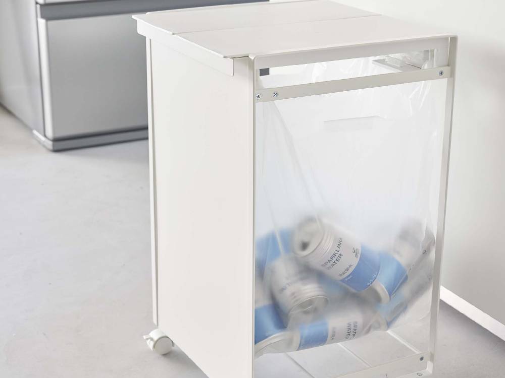 towerブランドの蓋付き目隠し分別ダストワゴン、スチール製