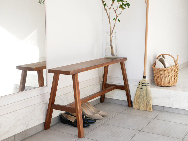 ナチュラルアカシア無垢材のシンプルベンチ