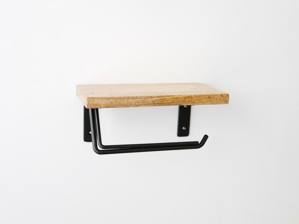 ポッシュリビング製ウッド＆アイアンのトイレットペーパーホルダー