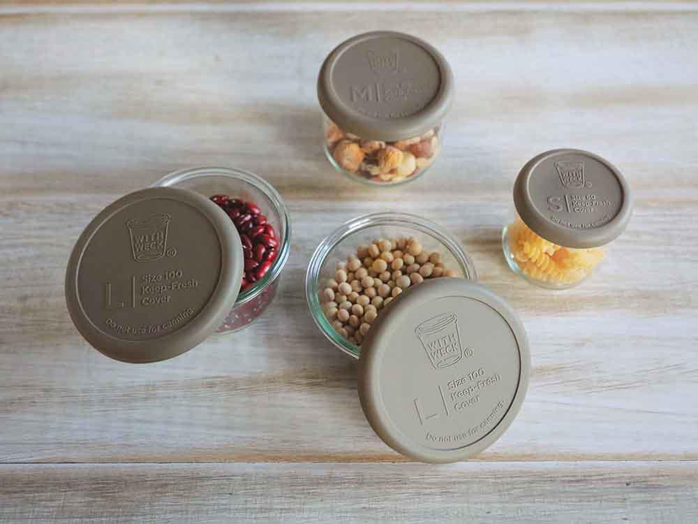 WITH WECKシリコンキャップが付いた食品保存瓶