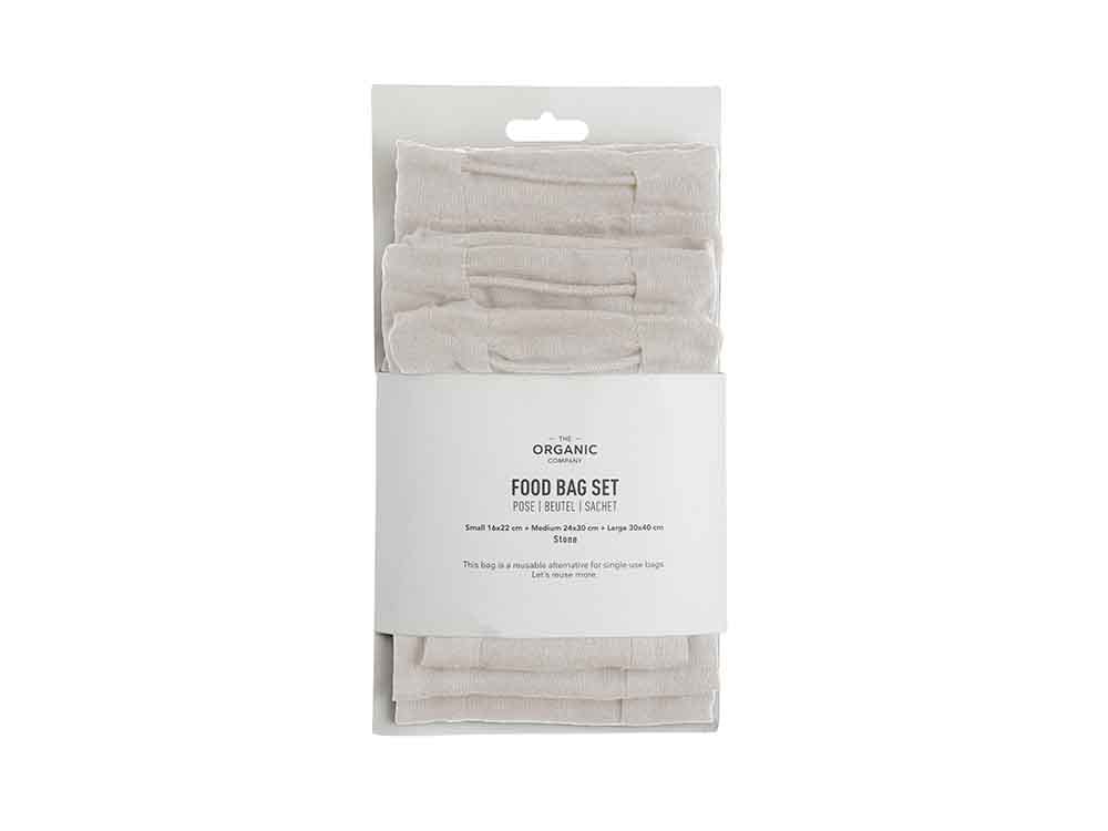白とグレーのオーガニックコットンバッグセット