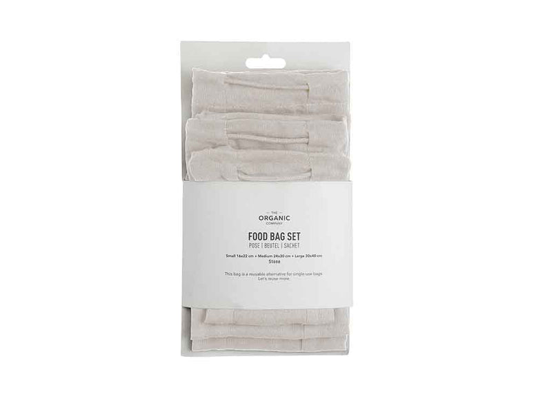白とグレーのオーガニックコットンバッグセット