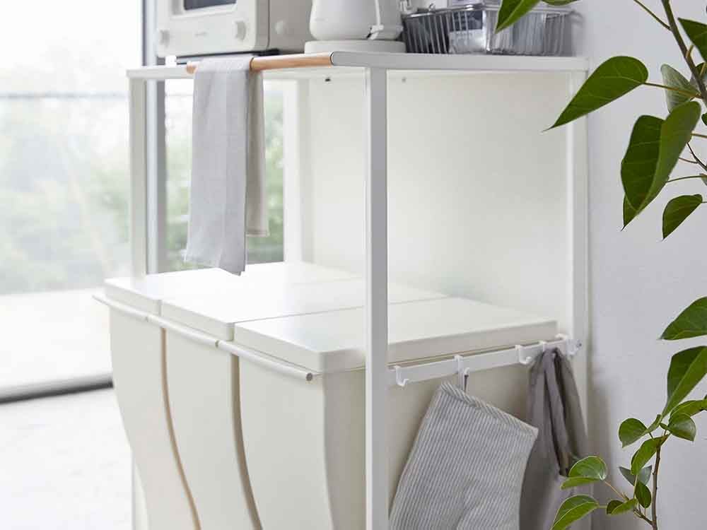 YAMAZAKIタワーの伸縮ゴミ箱上ラックスチール棚