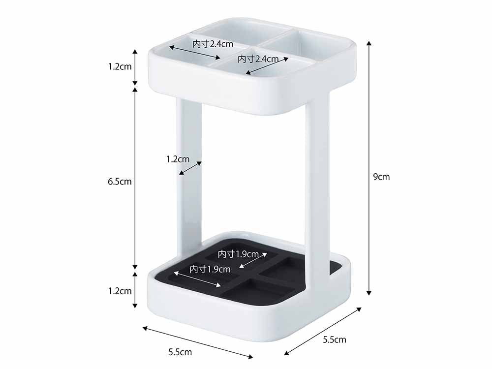 プラスチックトレイと花鉢付き歯ブラシスタンド