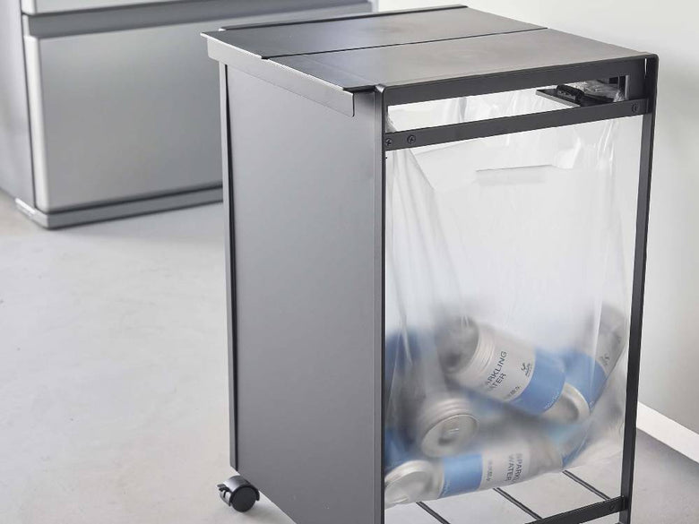 蓋付きスチール製目隠し分別ダストワゴン