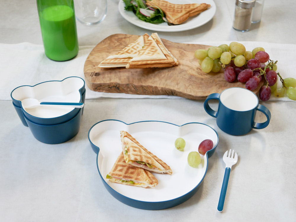 ベア柄キッズディッシュとカトラリーのギフトボックス