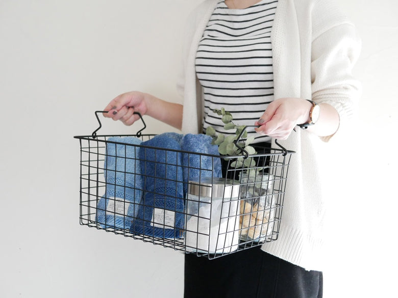 ポッシュリビングのタータン柄スタッキングバスケット