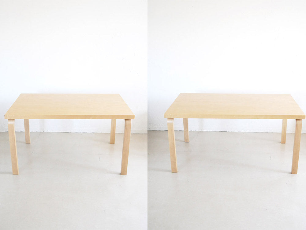 アルテック製バーチ材テーブル82A/82B、クリアラッカー塗装のシンプルなデザインで、フィンランドとドイツ製の高品質な受注生産品