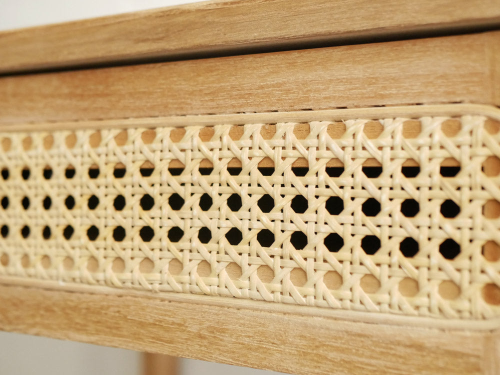 サンフラワーラタン製チーク無垢材コンソールデスク