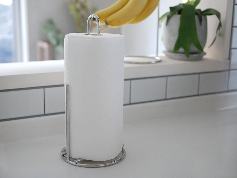 セイラスブランドのステンレス製シルバー色ペーパーホルダー。高さ275mmの円柱型で、キッチンやトイレに適しています。日本製