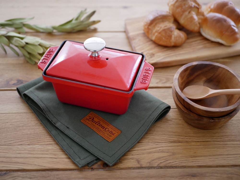 ダルトン製赤いコットンプレイスマット L450×W330