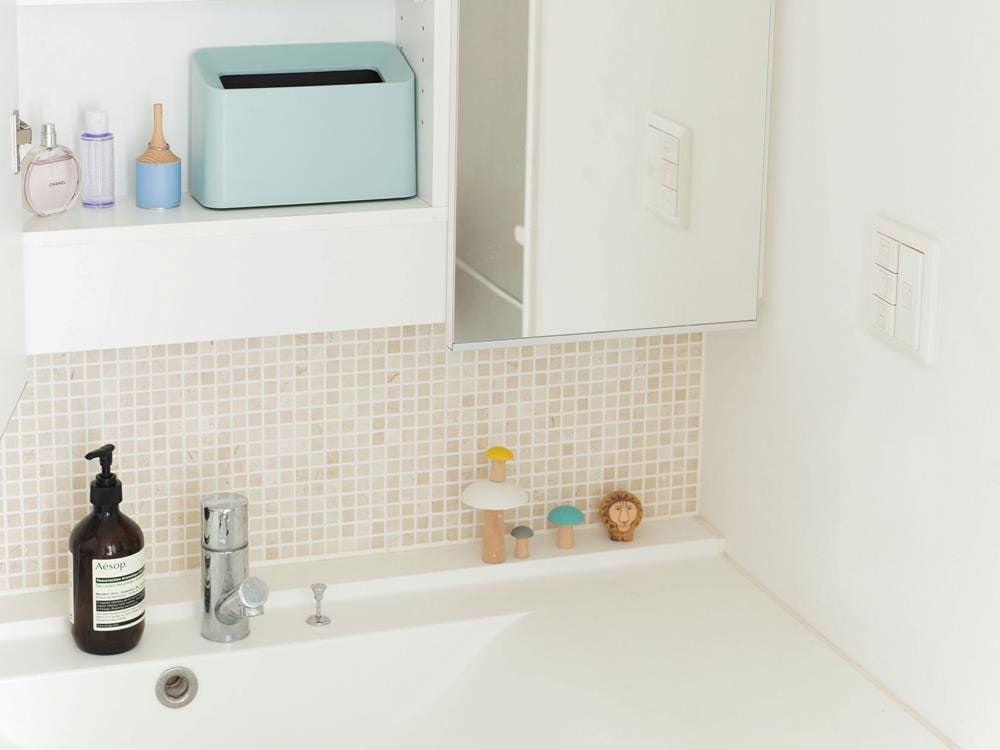 バスルームに置かれたideacoコットントラッシュ