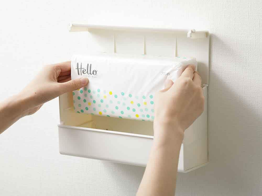 アッシュ色の壁掛けペーパータオルケース