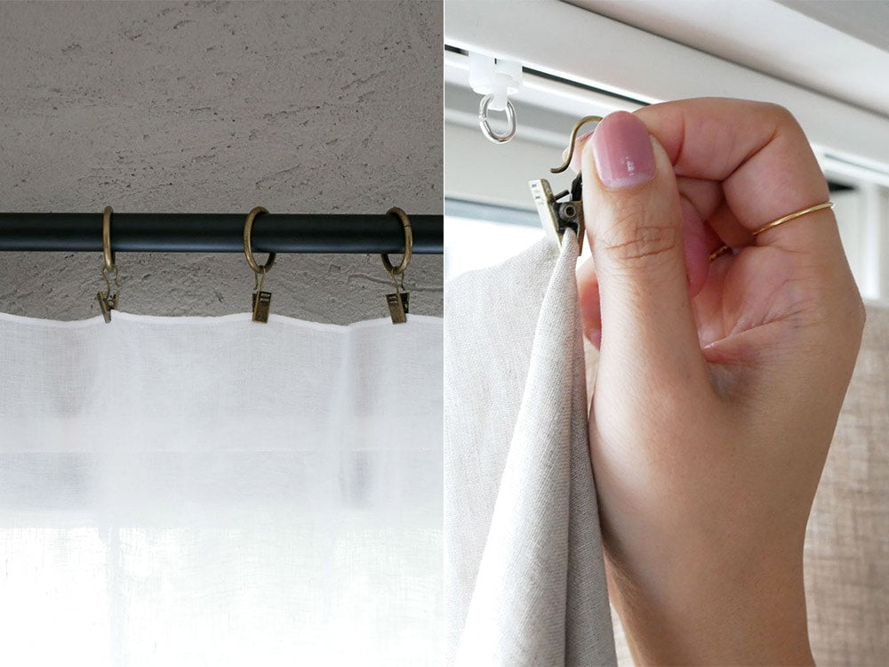 ニッケル調アイアンカーテンクリップ6個セット