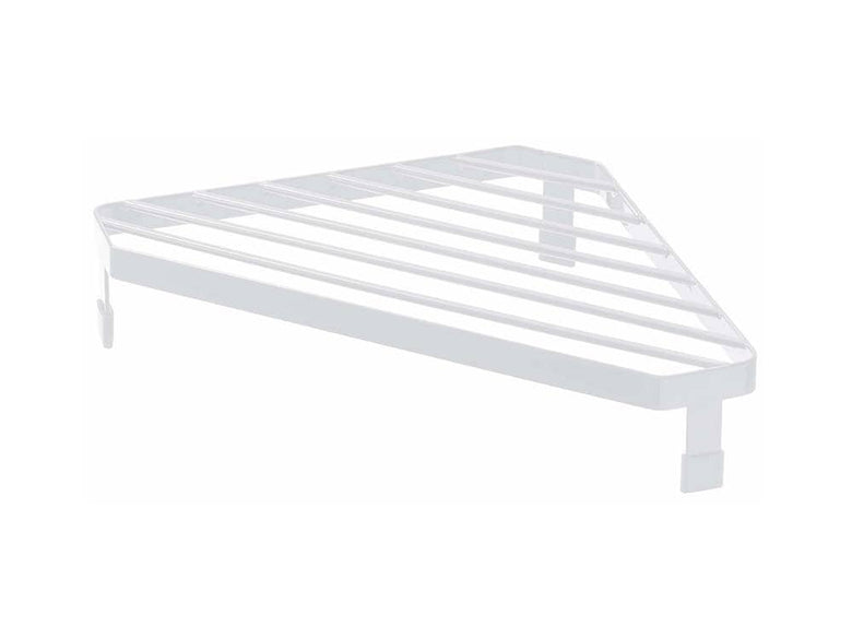 YAMAZAKI/towerのコンロコーナーラック。コンパクトなサイズ（W22×D22×H5cm）で耐熱温度200度に対応し、キッチンのコーナーに設置できる実用的なラック