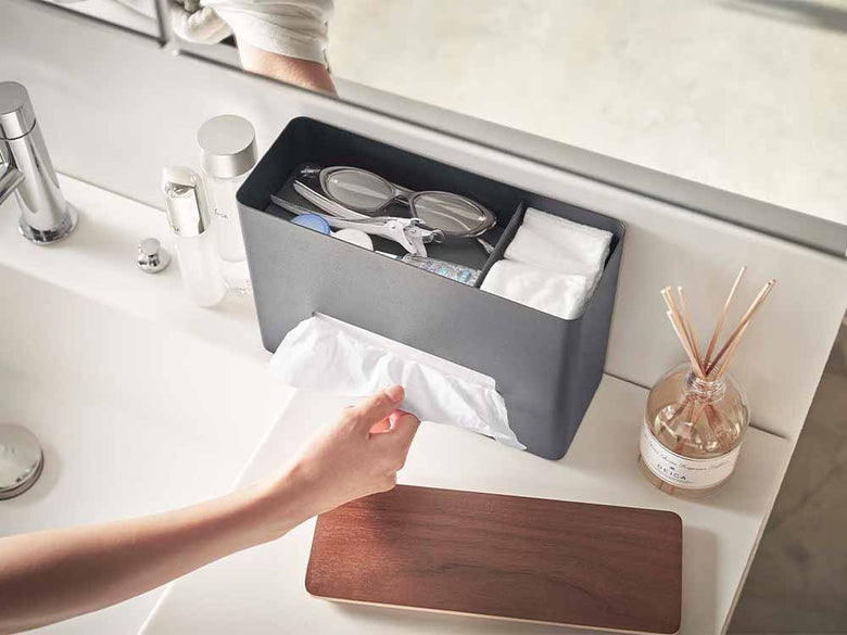 YAMAZAKI/RINのスチール＆木製ティッシュケース