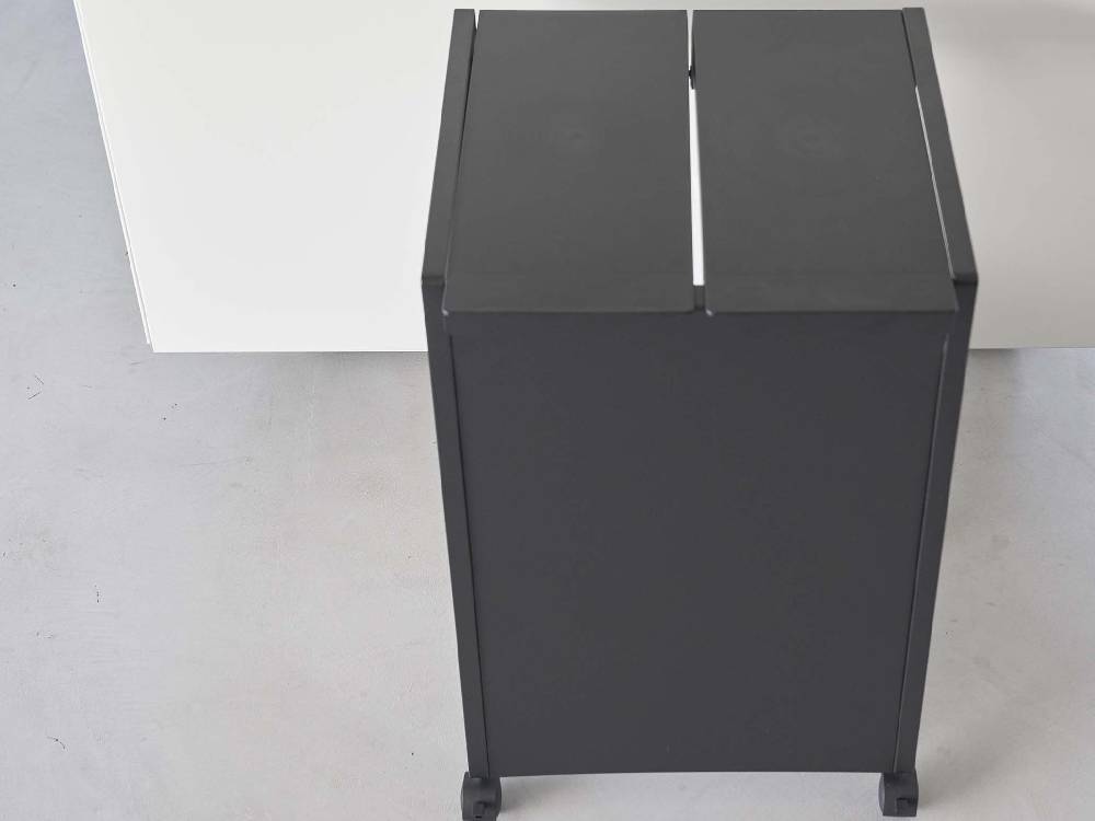 ヤマザキ製タワー蓋付き目隠し分別ダストワゴン