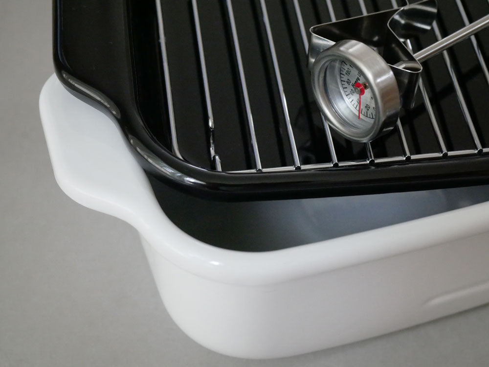 富士ホーローのホワイト角型天ぷら鍋セット