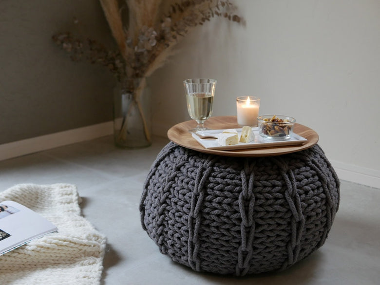 キントー製ウィロー素材の滑り止めラウンドトレイ