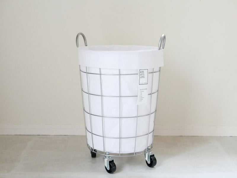 BRIDのランドリーストレージ ラウンド 33L、キャスター付きプラスチック製の円形洗濯バスケット